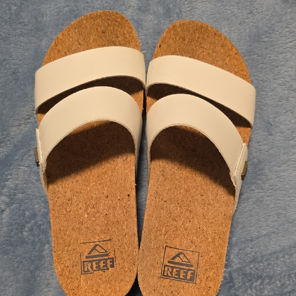 Reef Cream Slide Sandals